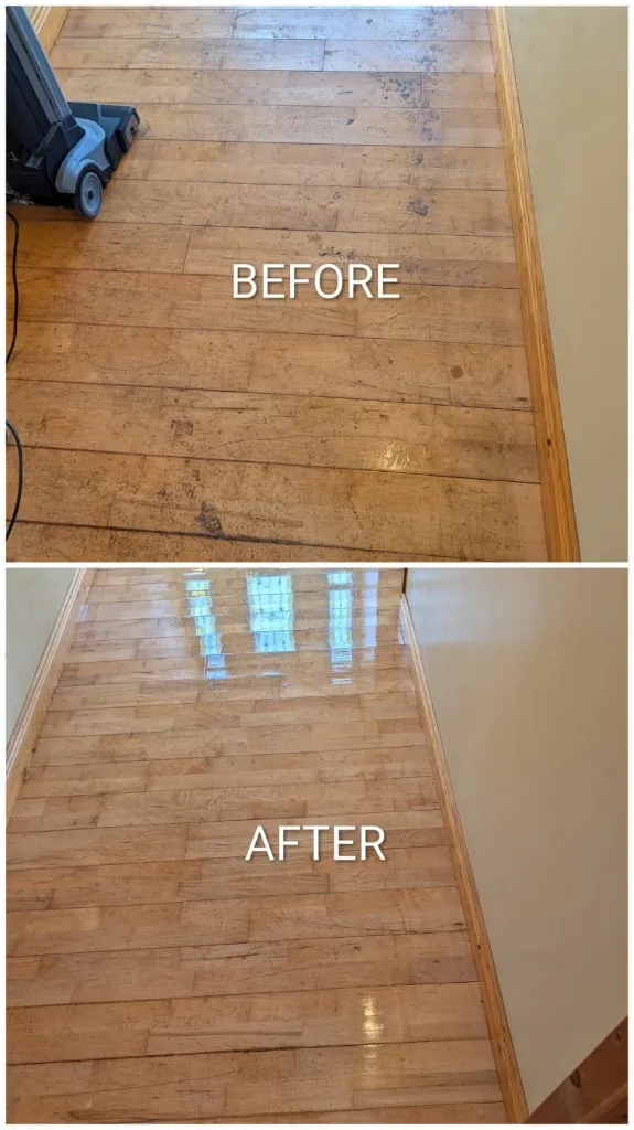 Before and after: Hardwood floor polish