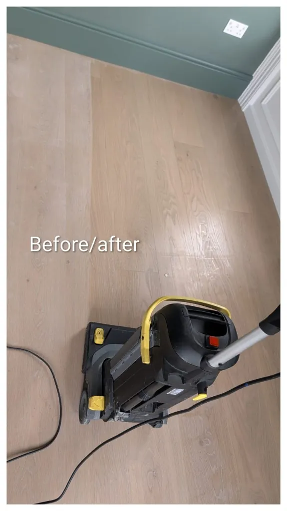 Before and after: Professional floor scrub
